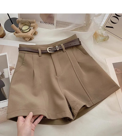 Casual Women’s A-Line Shorts — Vintage Solid High Waist Office & Streetwear Summer Trousers