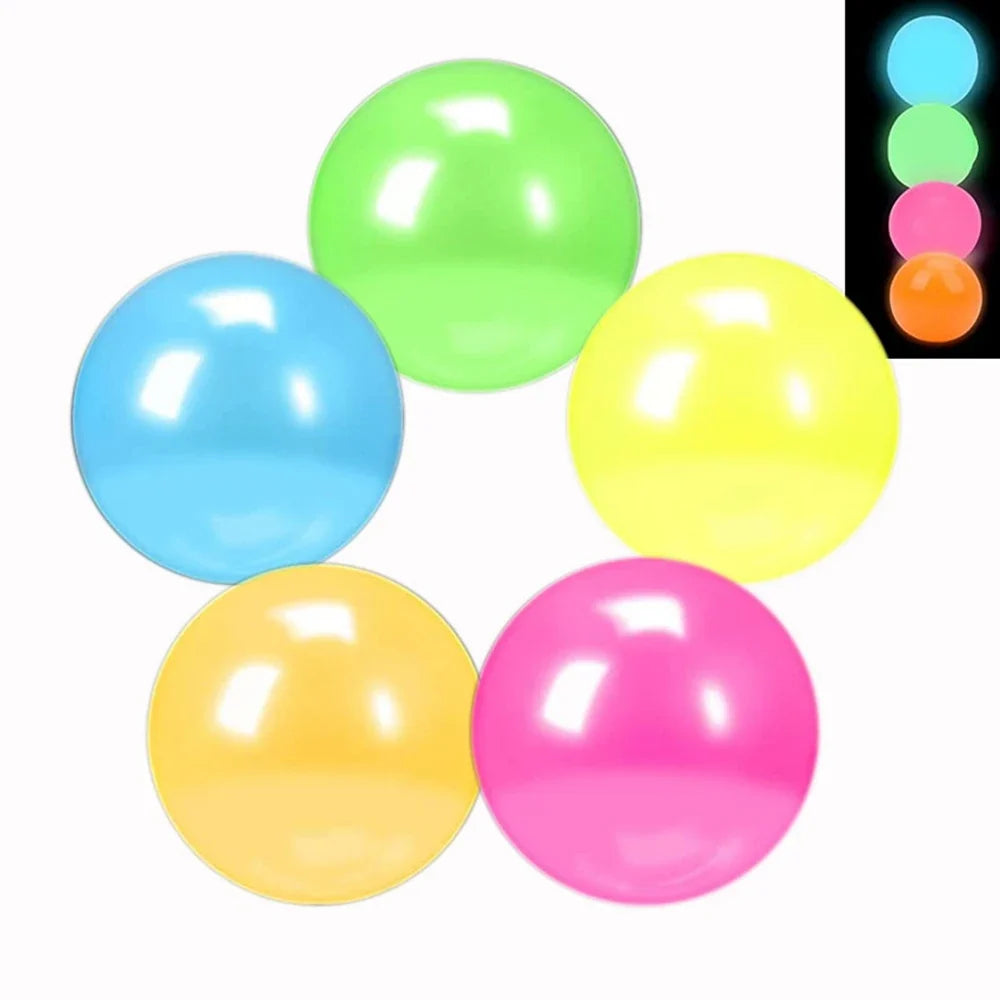 5-Piece Glow-in-the-Dark Sticky Balls - Squishy Stress Relief & Party Favor Toys