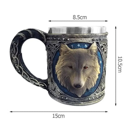 Viking-Style Wooden Beer Mug – Insulated Metal Barrel Cup for Drinks (1PCS)