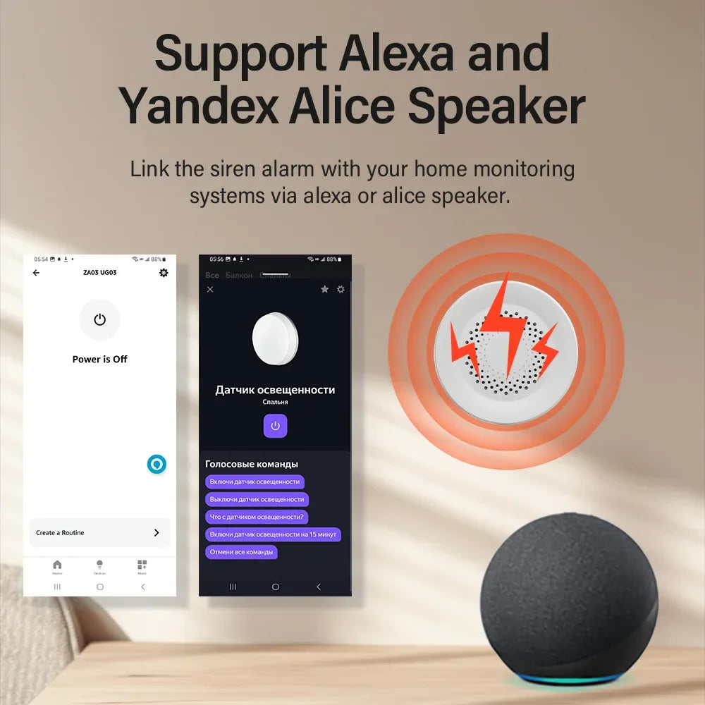Tuya Zigbee Siren Alarm – 100db Smart Home Security Speaker, Works with Alexa & Yandex Alice, Requires Tuya Zigbee Hub