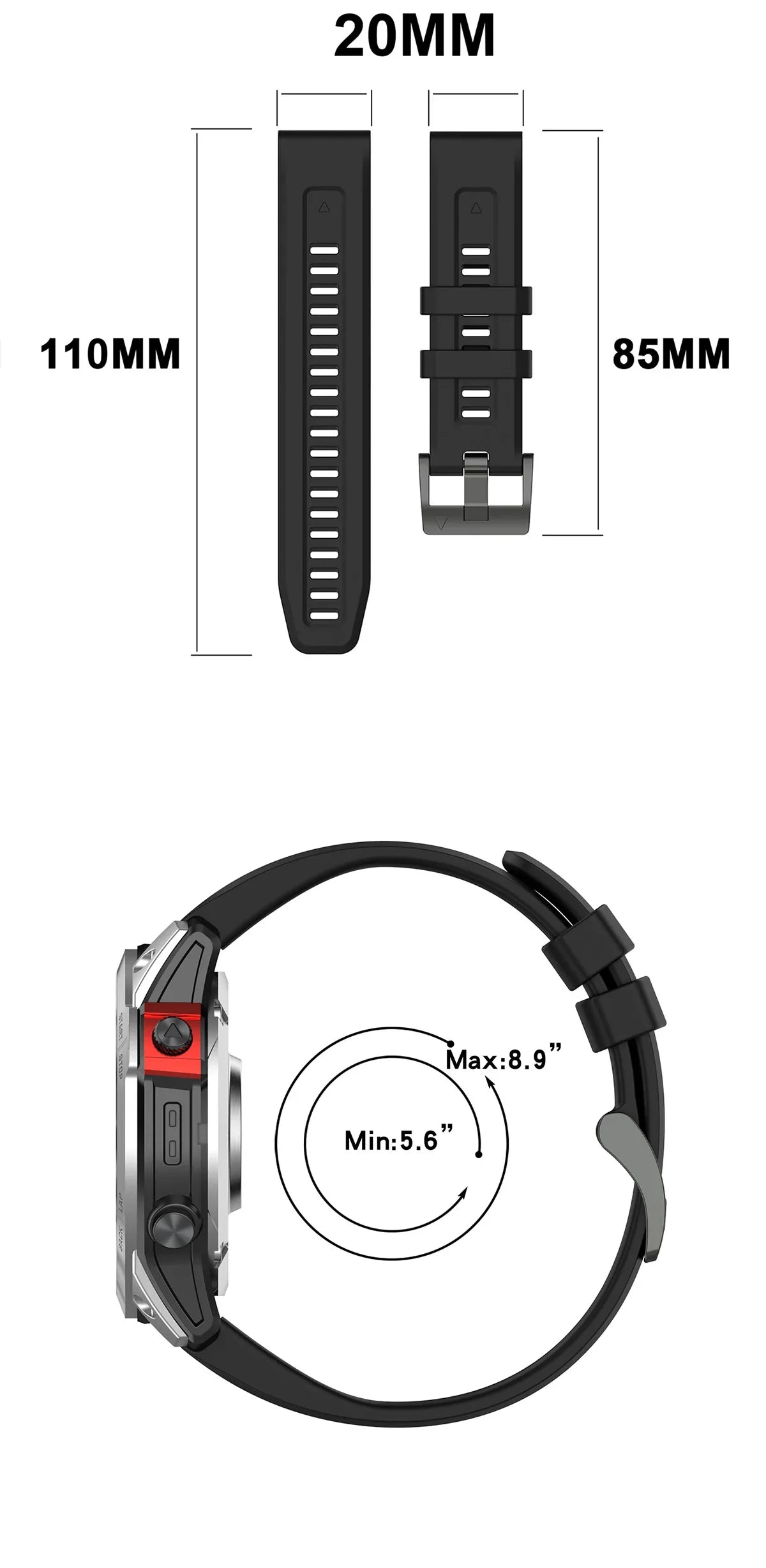 Silicone Watch Strap for Garmin Fenix 7X/7/7S/6/6X/5X/5S/3HR/945/935 – QuickFit 20/22/26mm Wrist Band
