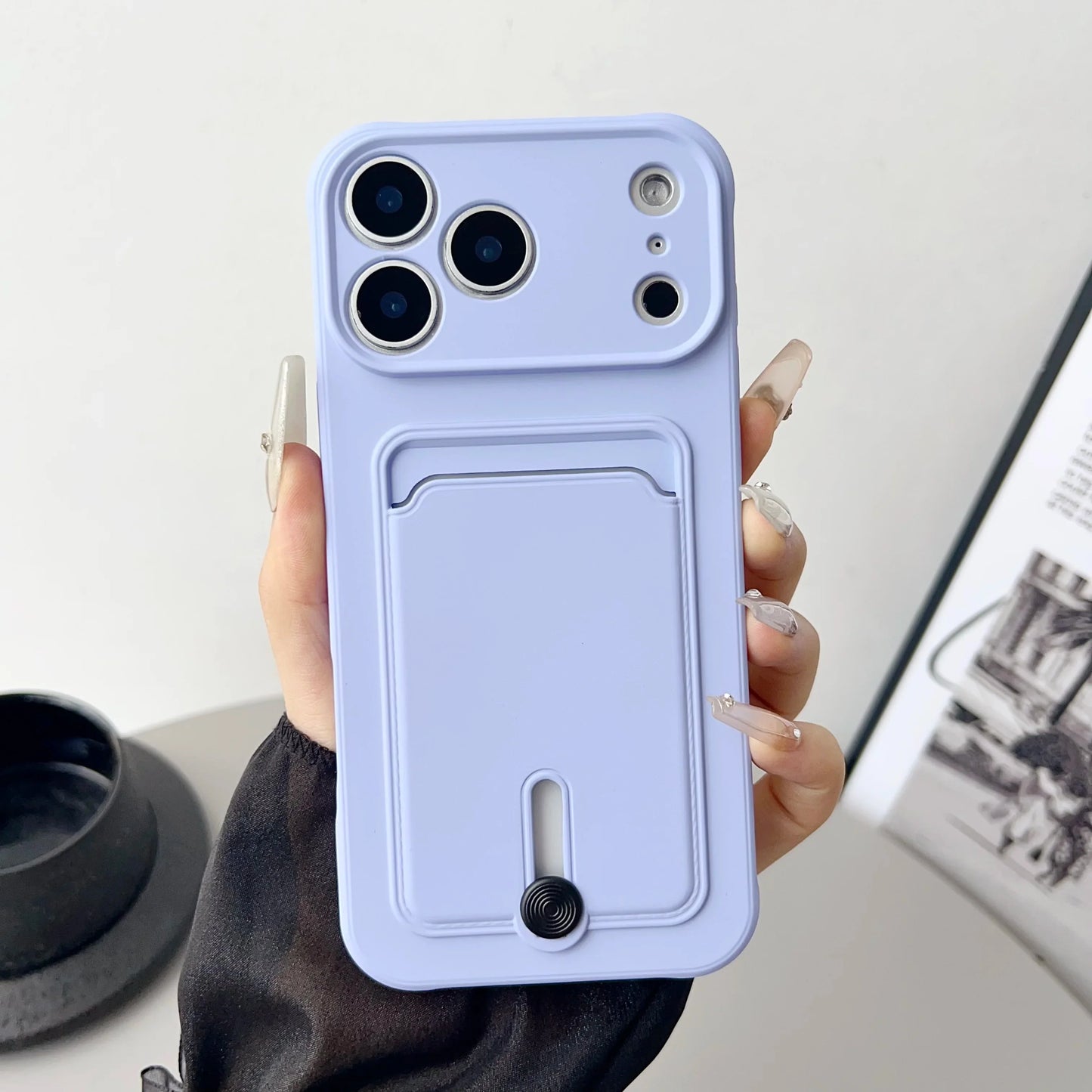 Push Card Wallet Phone Case with Card Slot Holder, Soft TPU Credit Card Cover for iPhone 17, 16, 15, 14, 13, 12, 11 Pro Max, Air, Plus & Mini