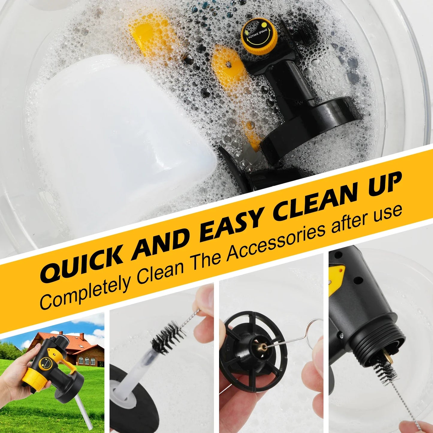 Cordless HVLP Paint Sprayer - 1500W Electric Spray Gun For Dewalt 20V MAX Battery Furniture & DIY Coating Projects