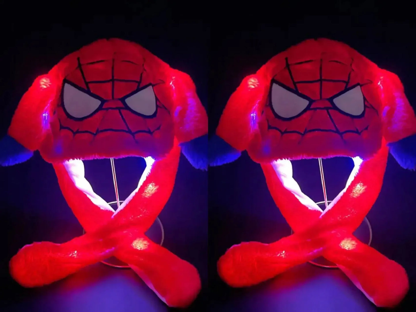 2024 Anime Cosplay Spider-Man Plush Hat – Cute Glowing Bear & Bunny Ears, Moving Jumping Preppy Toy Cap Gift