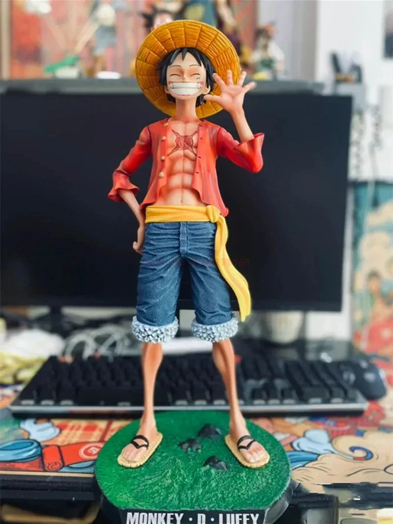 One Piece 42.5cm Straw Hat Monkey D. Luffy Figure – 1/4 Scale Large Smiley Anime Statue, Decorative Doll Toy Gift