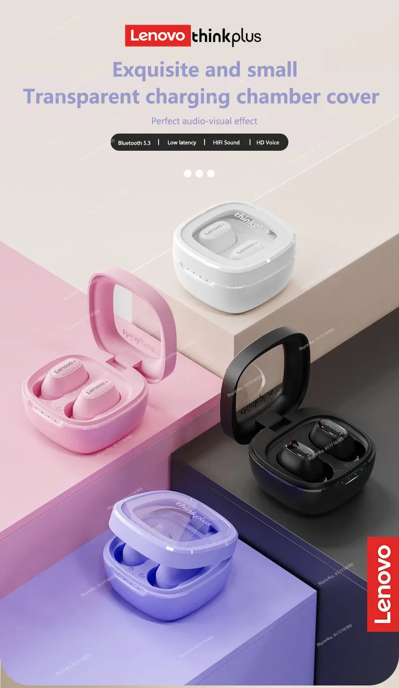 Lenovo XT62 Bluetooth 5.3 Earphones — Wireless TWS HiFi Sport Headset with Noise Reduction, Mic & Touch Control