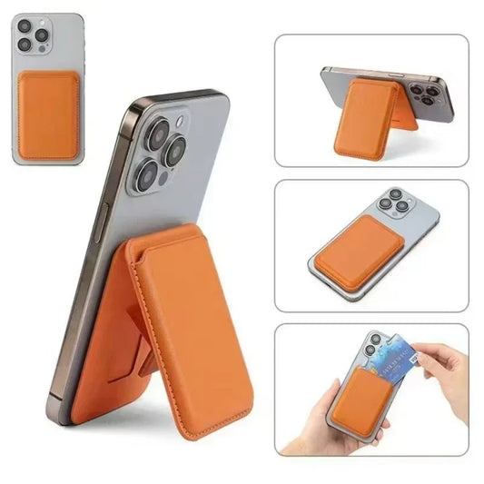 Strong Magnetic Leather Wallet Case with Hidden Stand for MagSafe – Card Holder Cover for iPhone 15 Pro Max, 14 & 13 Pro Max