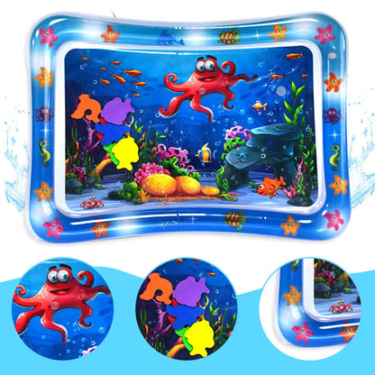 Inflatable Red Octopus Water Play Mat for Toddlers - PVC Cushion for Early Education and Fun