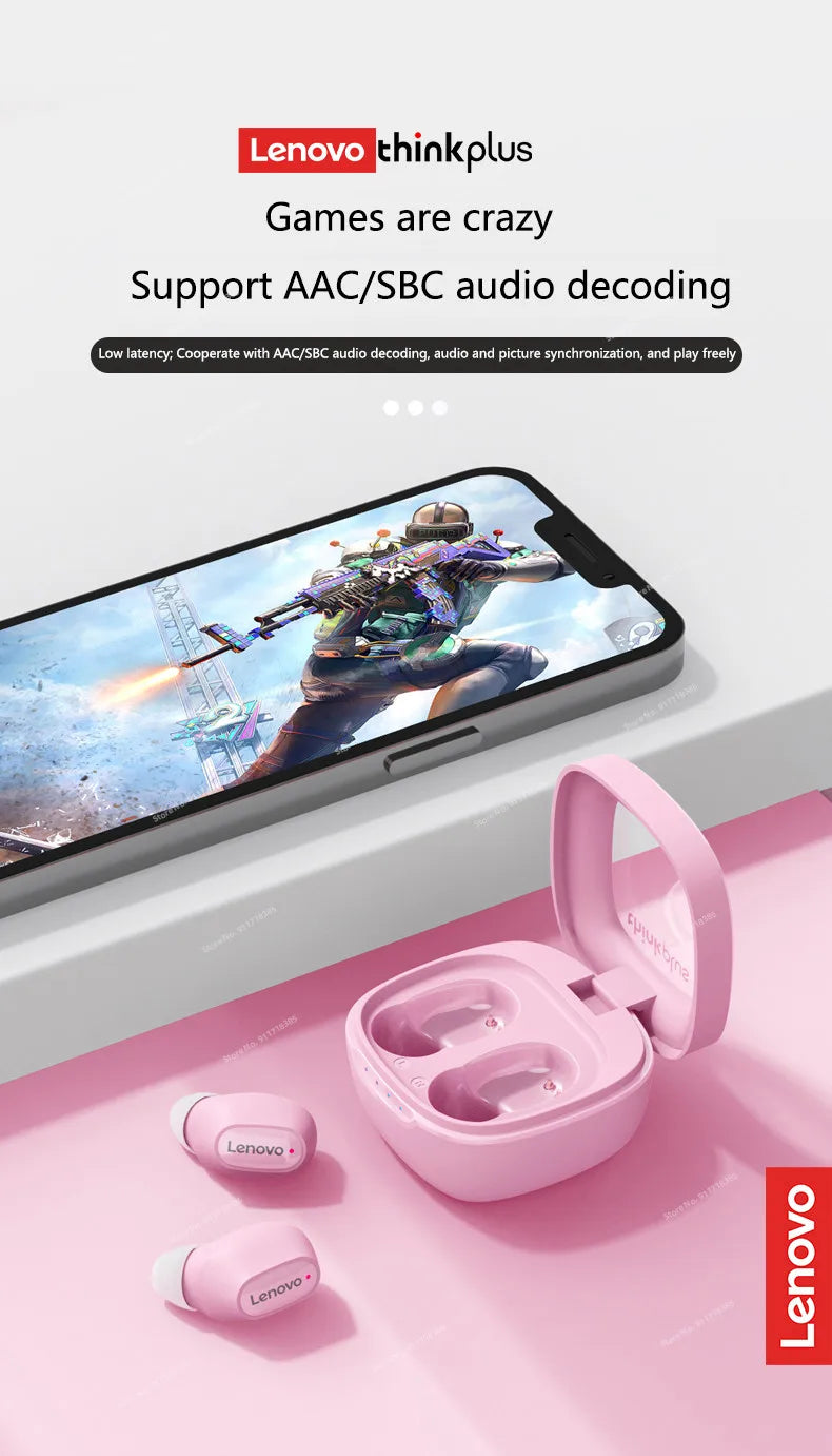 Lenovo XT62 Bluetooth 5.3 Earphones — Wireless TWS HiFi Sport Headset with Noise Reduction, Mic & Touch Control