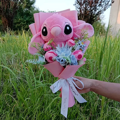 Lilo & Stitch Bouquet PVC Anime Stuffed Doll – Rose & Sunflower Gift for Birthday, Valentine’s & Christmas Day