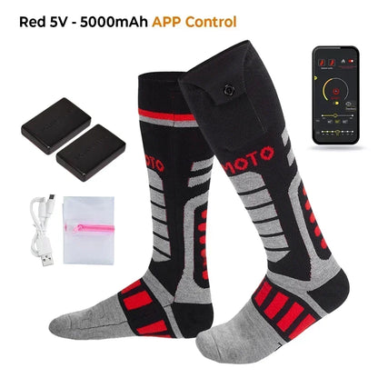 Electric Heated Socks with Remote – Rechargeable Thermal Warmers for Skiing, Snowboarding & Hiking