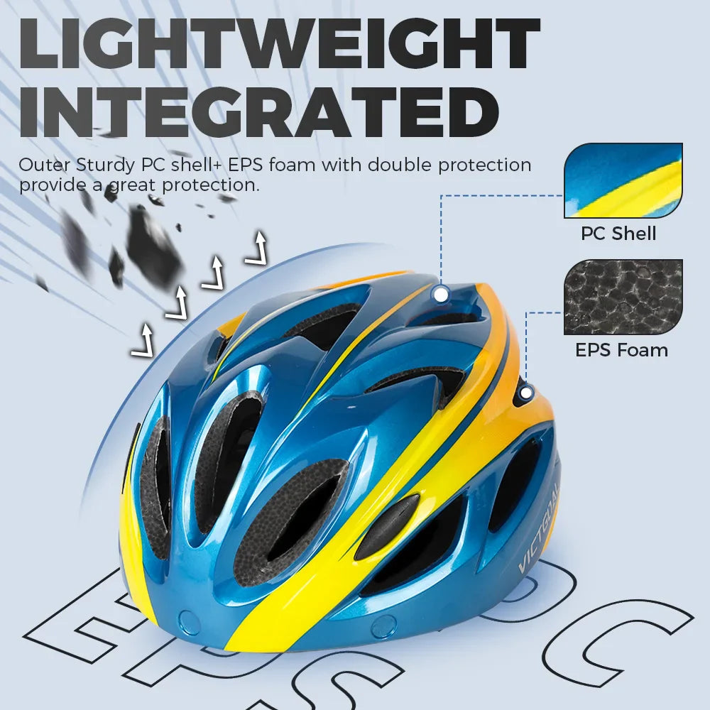 VICTGOAL Bicycle Helmet for Men - With Taillight, Magnetic Goggles, UV400 Lens & Sun Visor, MTB & Electric Scooter Bike Safety Helmet