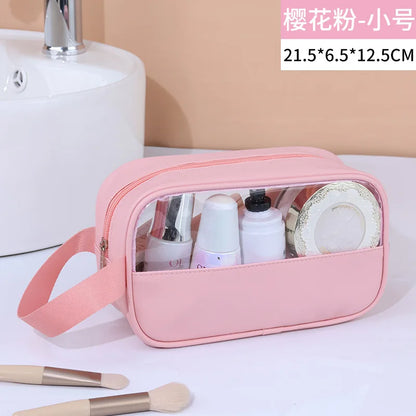 Portable Transparent Travel Cosmetic Bag for Women — Large-Capacity Waterproof Makeup & Toiletry Storage Case