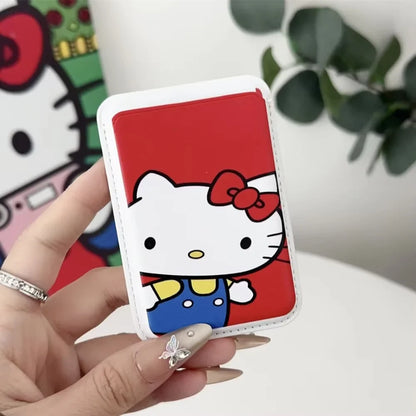 INS MagSafe Hello Kitty Wallet Card Holder Case for iPhone 17 / 16 / 15 / 14 / 13 Air Pro Max – Magnetic Card Clip Slim Wallet Phone Cover for Girls Gift Style Accessory