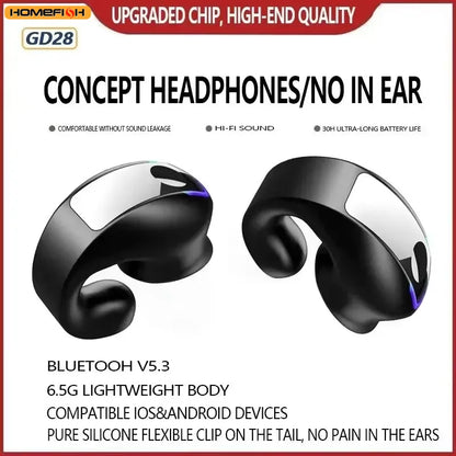 Bluetooth Clip-On Mono Earbud – Mini Wireless TWS In-Ear Bone Conduction Business Earphone (GD28)