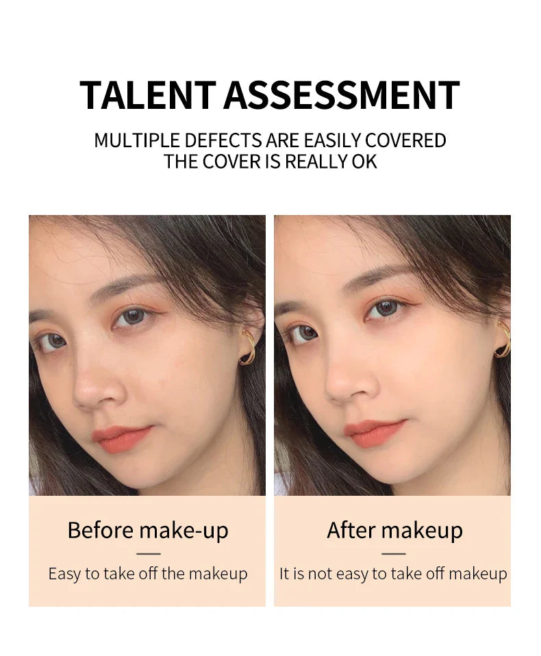 Air Cushion CC Cream with Mushroom Head Puff – Moisturizing, Brightening BB Cream & Waterproof Face Concealer
