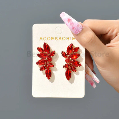 2025 Luxury Green Rhinestone Earrings – Vintage Geometric Wing Statement Jewelry for Women