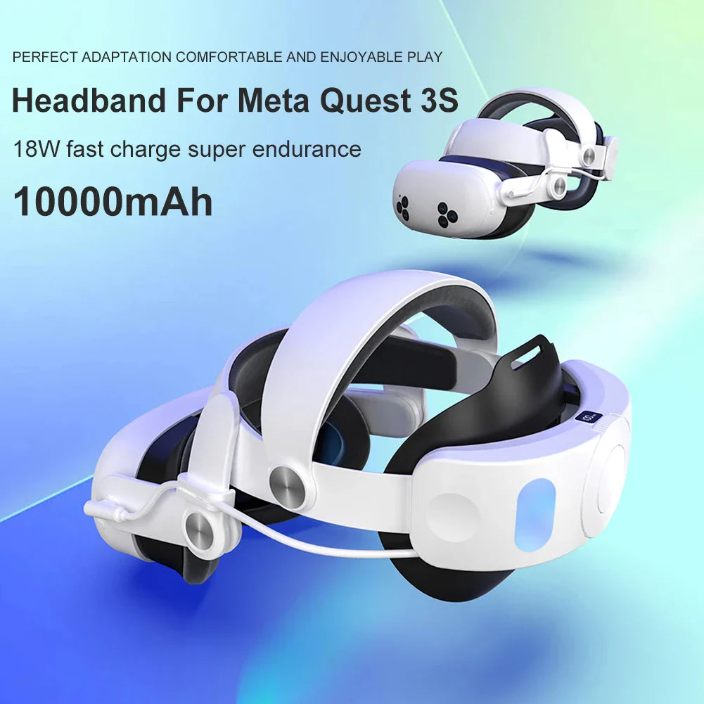 Adjustable Head Strap with 10000mAh Battery for Meta Quest 3/3S – Elite Strap Replacement with Enhanced Playtime & Support