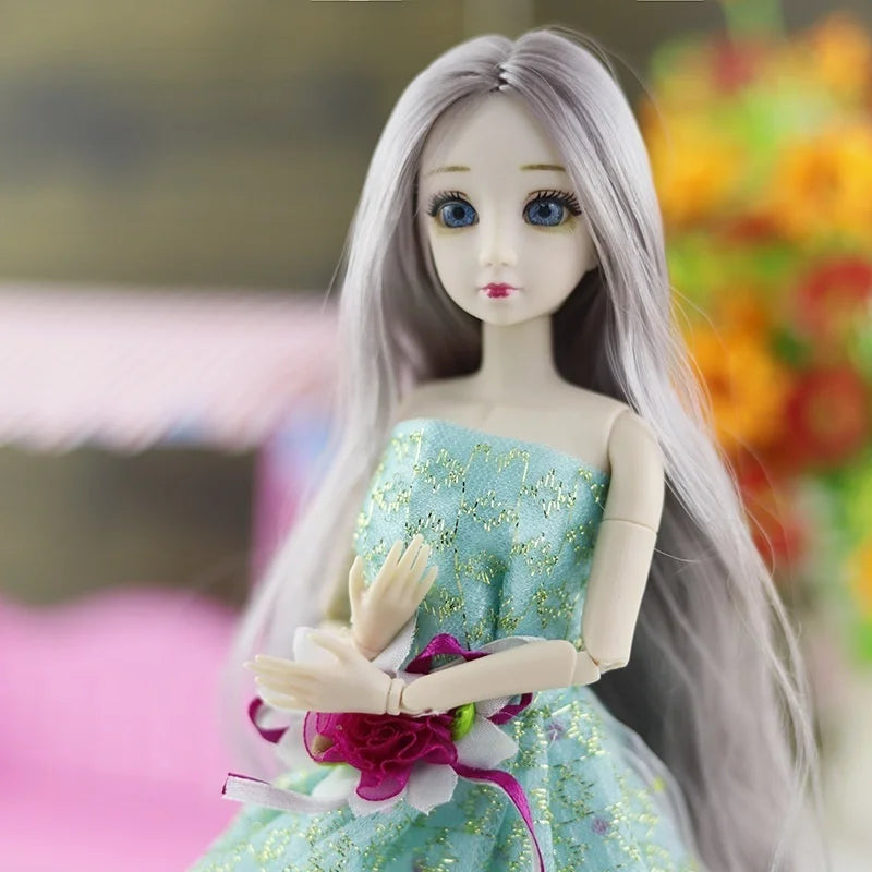 30cm Fashion Princess Babi Doll – 3D Eyes, 20-Joint DIY Plastic Doll for Girls, BJD Model