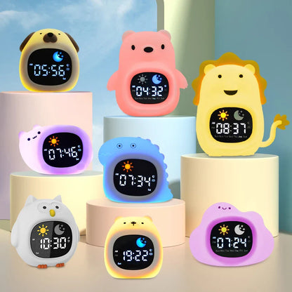 Cat Night Light Alarm Clock – LED Musical Sleep Training Clock for Kids & Babies