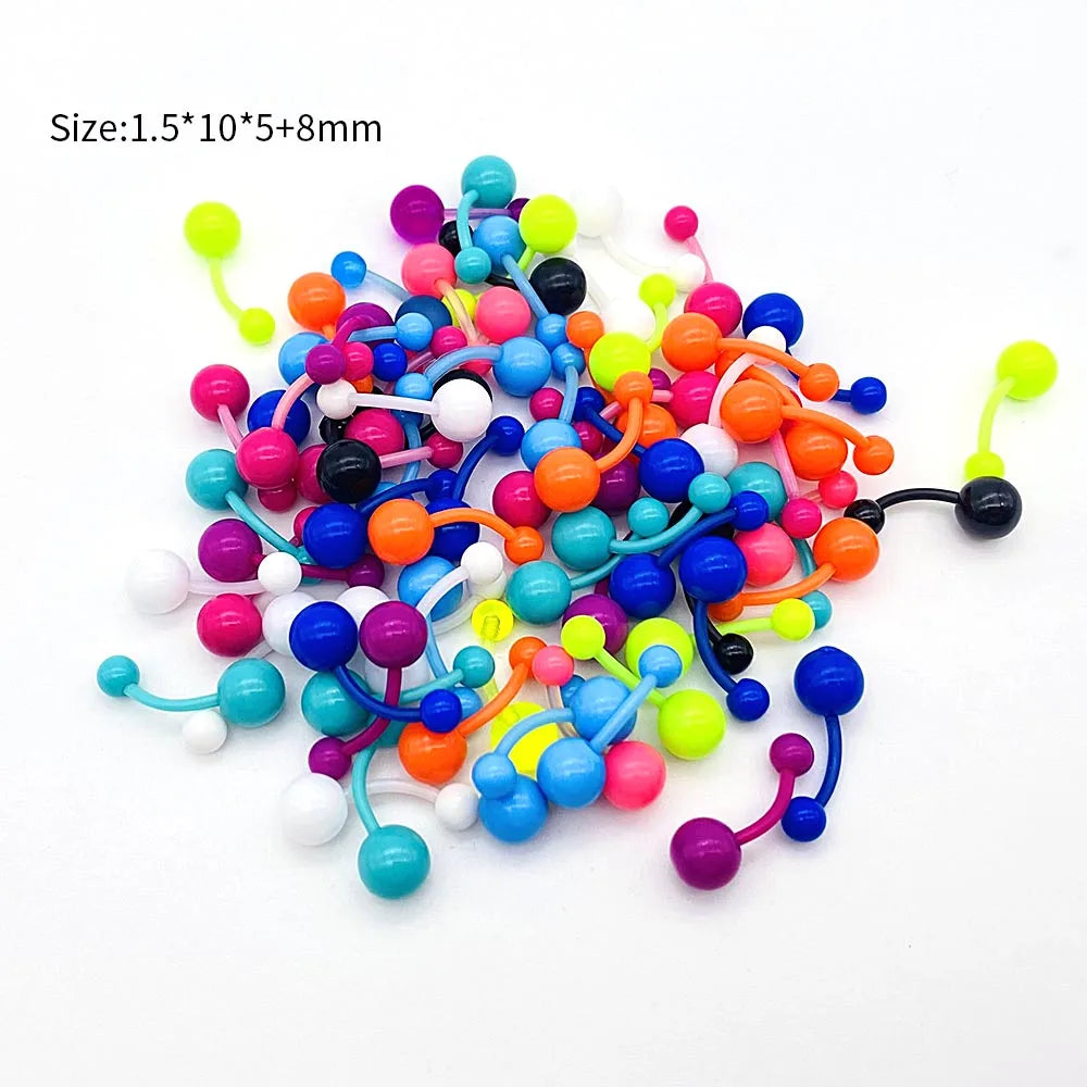 10/60PCS Clear Acrylic Body Jewelry – Transparent Lip, Ear, Nose, Tongue, Eyebrow & Belly Rings