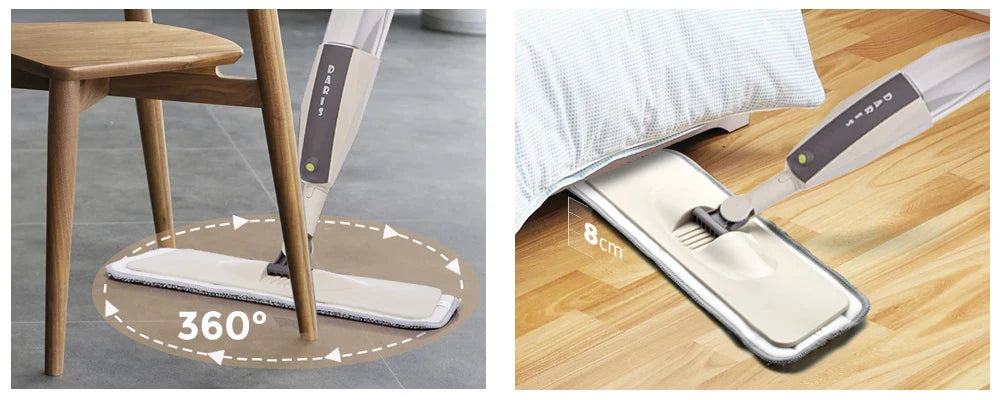 Spray Mop Broom Set — Magic Flat Mop with Rotating Head, Reusable Microfiber Pads for Home Floor Cleaning