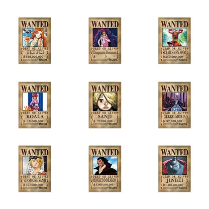 56PCS One Piece Anime Stickers – Wanted Poster Cartoon Decals for Laptop, Notebook, Phone & Wall Decoration