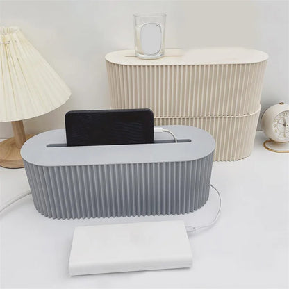 Nordic Cable Management Box – Plug Board Storage Case and Wire Organizer for Router, Socket, and Desktop Accessories