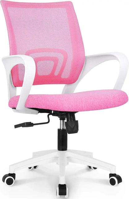 Ergonomic Office Chair – Mid Back Desk Chair with Lumbar Support, Mesh Cushion, Adjustable Swivel & Rolling for Home & Gaming