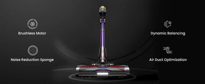 550W Cordless Vacuum Cleaner - 45KPa Suction, 65 Min Runtime, Low Noise, LED Screen, Wall Mount Charging for Home
