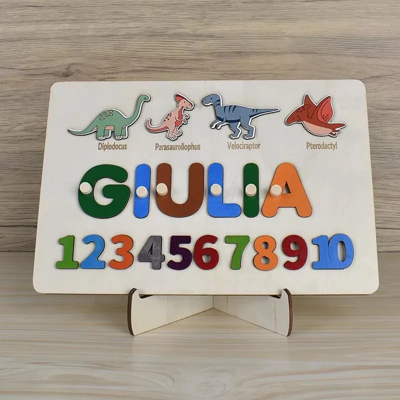 Montessori Personalized Wooden Name Puzzle — Custom Letter Board Educational Toy for Babies