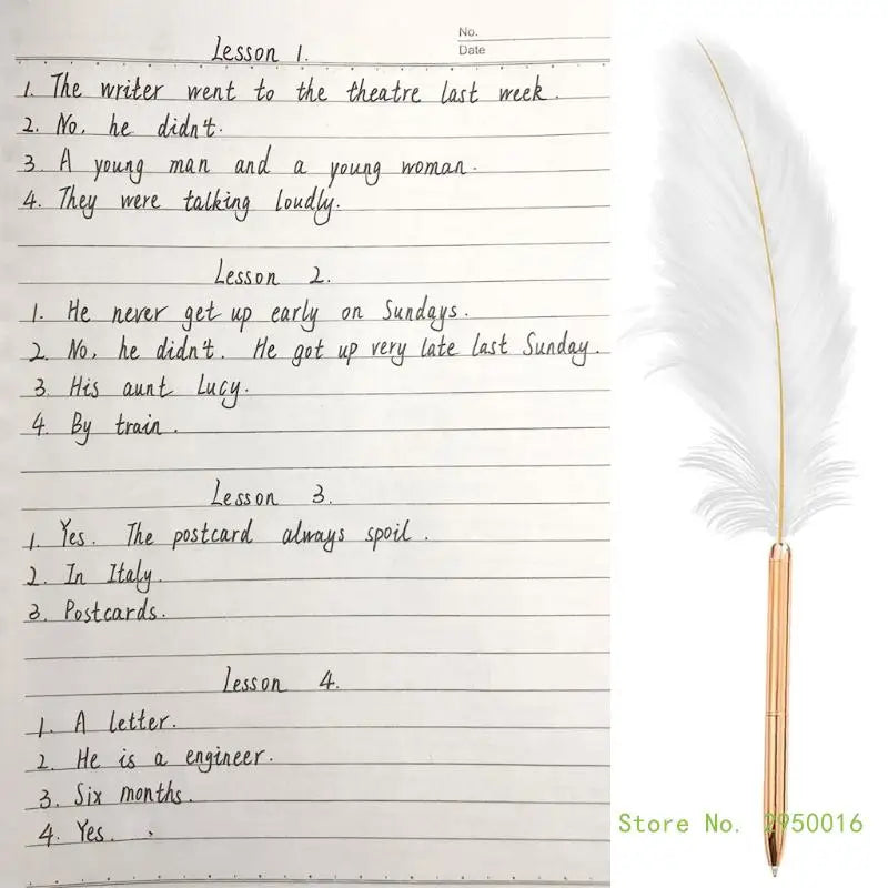 Stylish White Feather Ballpoint Pen – Elegant Wedding Signature Pen for Business & School Use