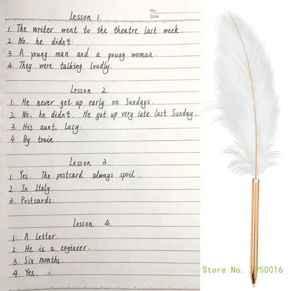 Stylish White Feather Ballpoint Pen – Elegant Wedding Signature Pen for Business & School Use