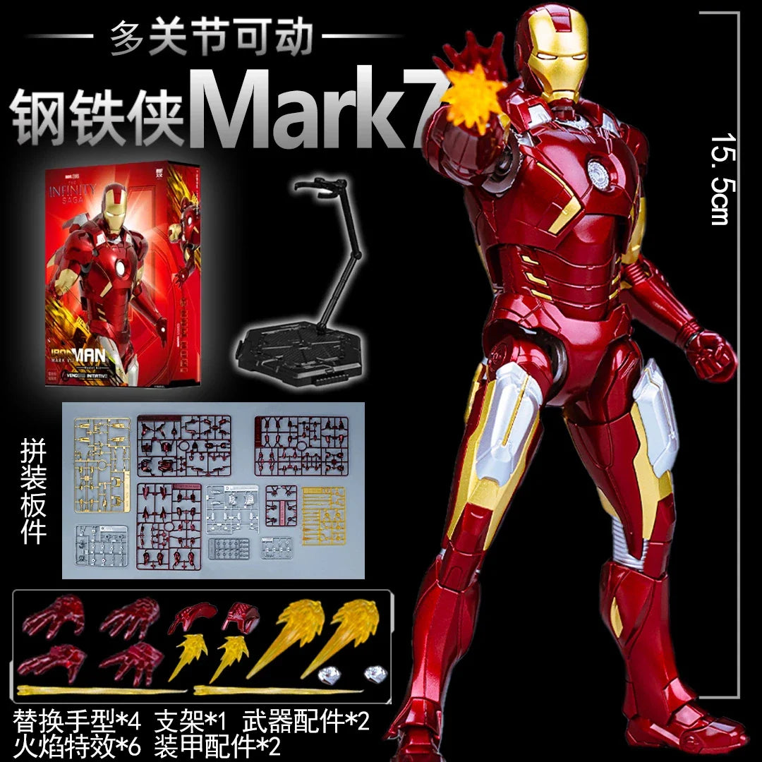 1:7 Original FondJoy Iron Man Action Figures – MK42, MK43, MK5, MK6, MK7 DIY Model, Tony Stark Legend Collection Toy for Kids Gift