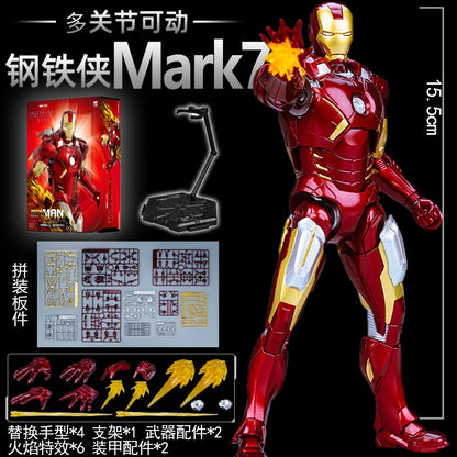 1:7 Original FondJoy Iron Man Action Figures – MK42, MK43, MK5, MK6, MK7 DIY Model, Tony Stark Legend Collection Toy for Kids Gift