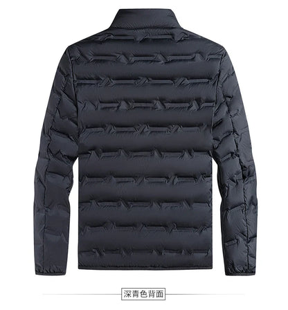 Graphene Self-Heating Down Jacket for Men – Solid Windproof, Pleated Stand Collar, Warm Winter Outerwear