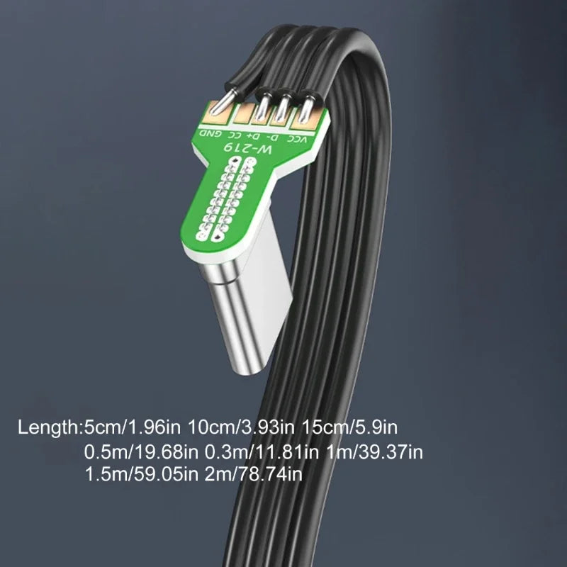 Flexible Flat Silicone USB-C to USB-C Cable – Left/Right Angled, 60W Fast Charging, 480Mbps Data Transfer for Camera & Phones
