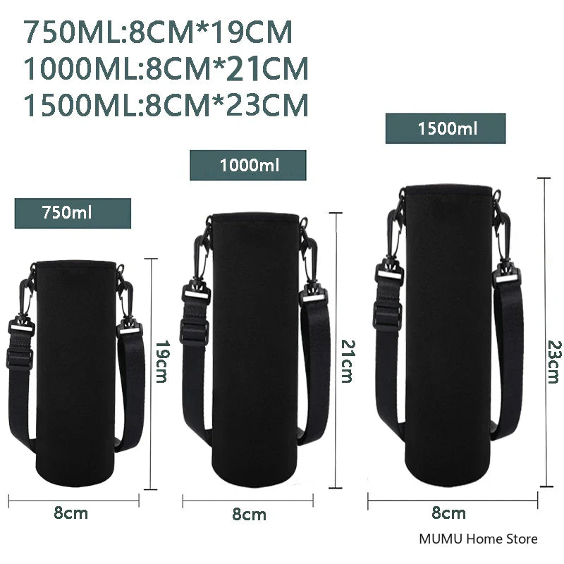 750/1000/1500ML Sports Water Bottle Insulated Neoprene Sleeve – Portable Bottle Carrying Case & Thermal Holder Bag