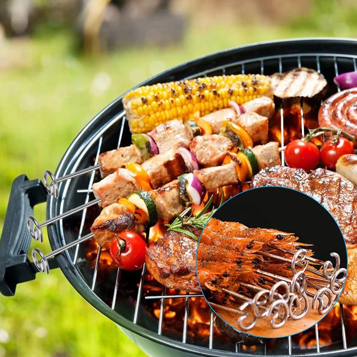 6Qt/8Qt Air Fryer Skewer Stand - Compatible with Ninja Foodie - Vertical Skewers Holder for Grilling - Kitchen Air Fryer Accessories