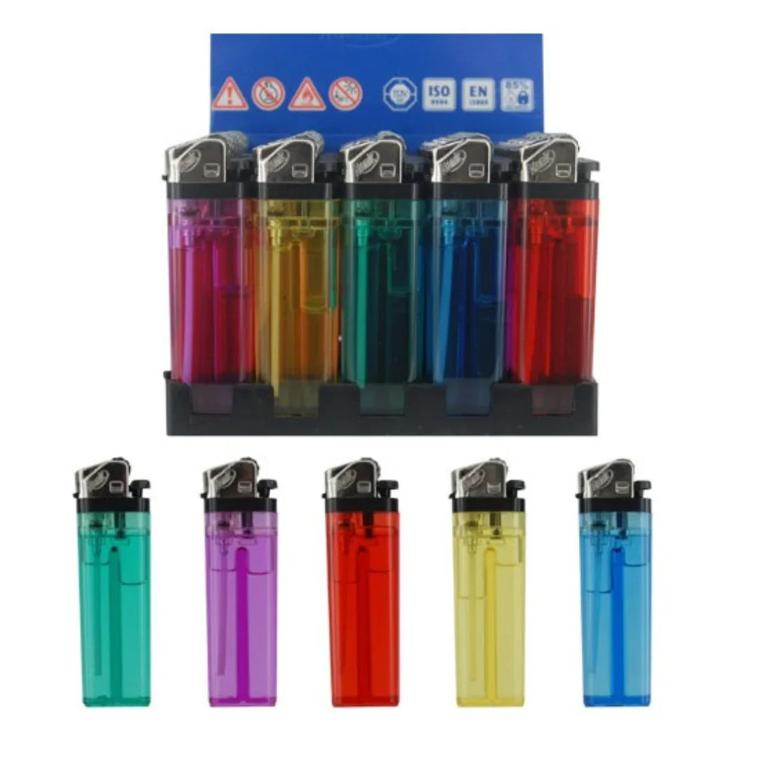 50-Pack Transparent Torch Lighters with Grinding Wheel – Disposable Flame Lighters for Everyday Use
