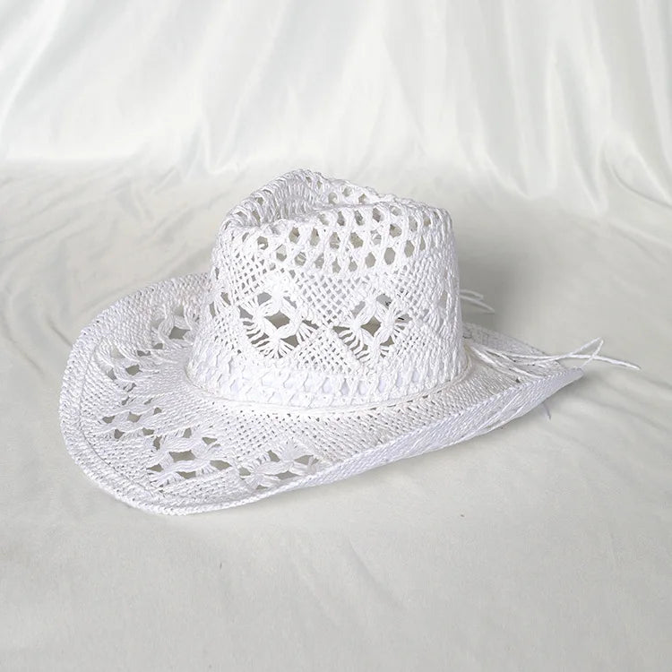 Melesh Western Women's Mint Green Cowboy Hat – Straw, Wide Brim, Plasticity Strong for Sunshine & Beach Wear