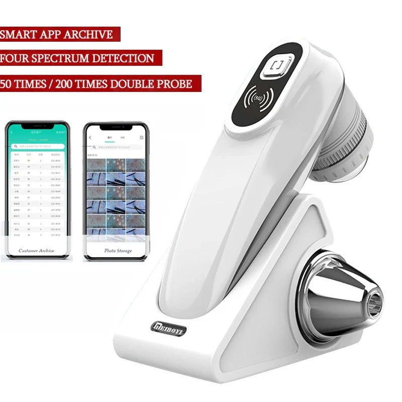 New WiFi HD 5G Scalp & Skin Hair Follicle Detector - Professional 50X/200X Rechargeable UV Skin Analyzer Magnifier