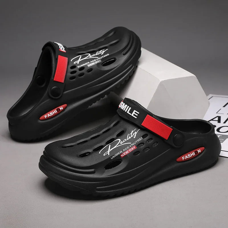 Men’s Summer Clog Slippers – Soft Sole Breathable Beach & Home Sandals with Anti-Slip Outdoor Comfort