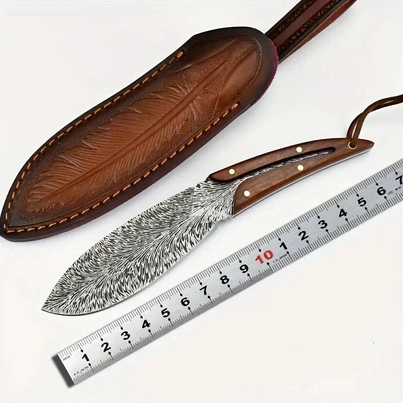 Professional Pocket Knife - Stainless Steel Boning Butcher Knife with Sheath, Feather Pattern Forged Meat Cleaver