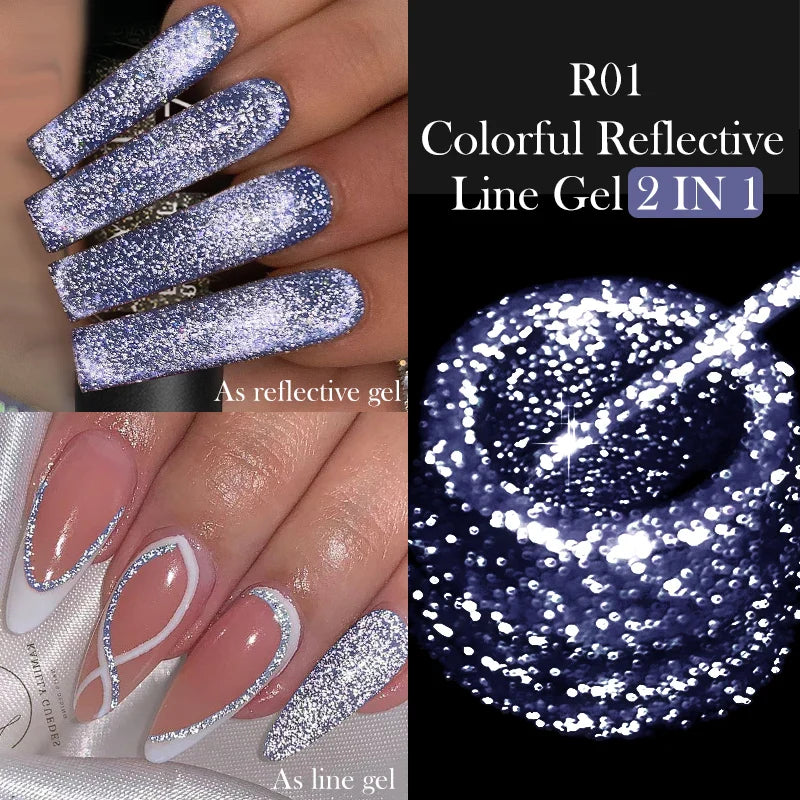 LILYCUTE 5ml Silver Metallic Liner Gel Polish – Super Bright UV Nail Art Stripe & Drawing Paint Varnish, Mirror Effect Graffiti Gel