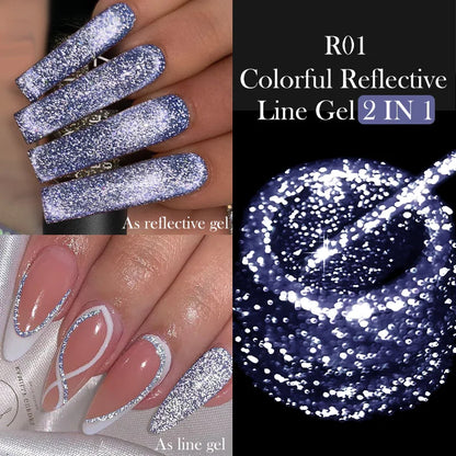 LILYCUTE 5ml Silver Metallic Liner Gel Polish – Super Bright UV Nail Art Stripe & Drawing Paint Varnish, Mirror Effect Graffiti Gel