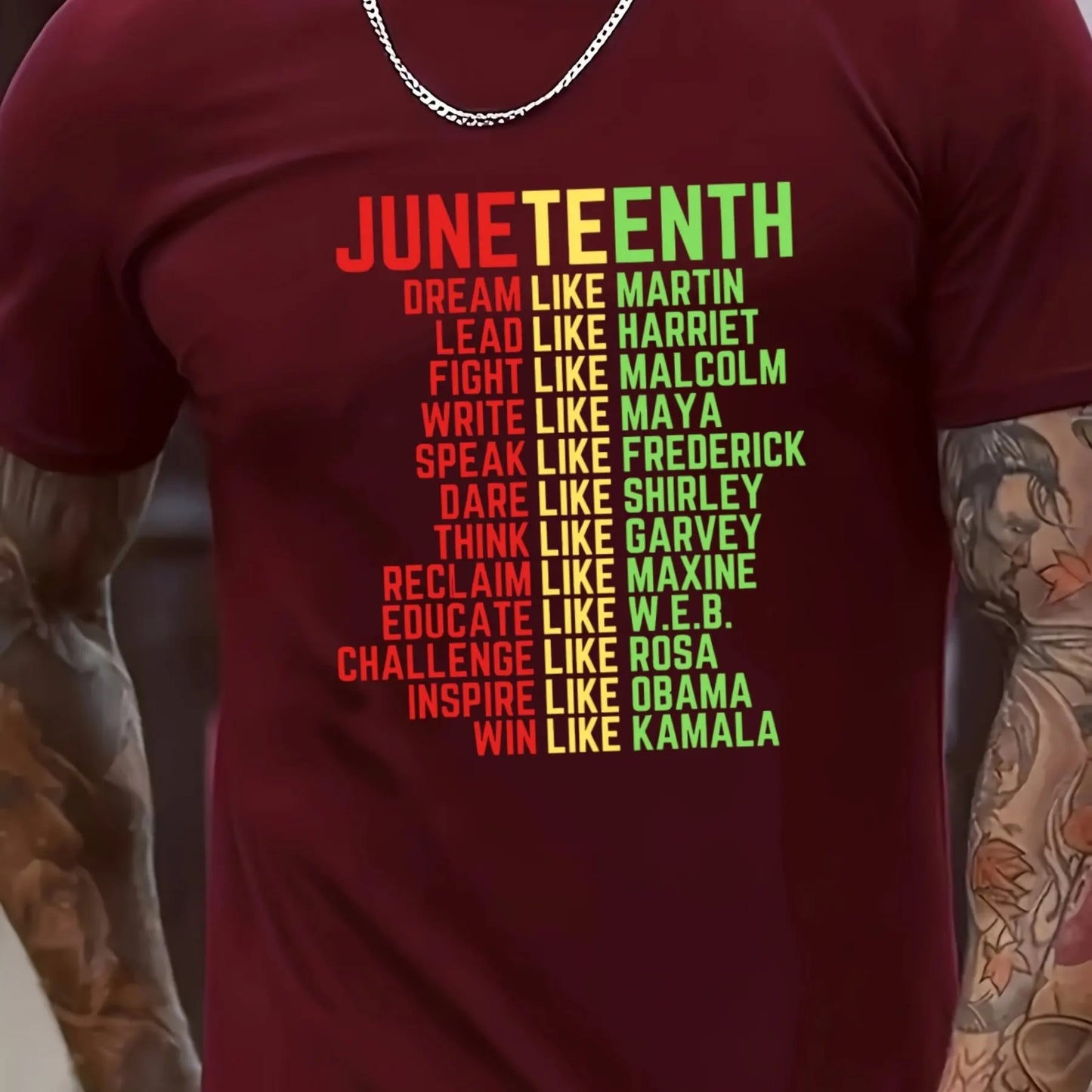 Oversized Men’s Juneteenth T-Shirt – Trendy Summer Casual O-Neck Short Sleeve Tee for Outdoor Sports