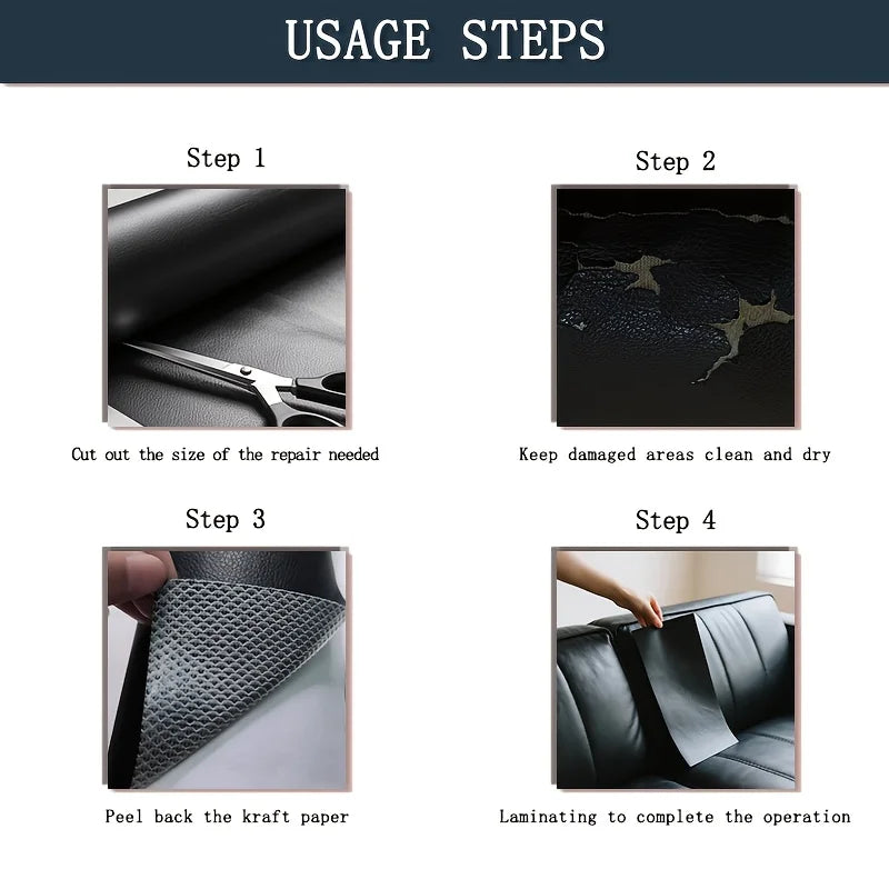 Large PU Leather Repair Patch Roll - Self-Adhesive Faux Leather Repair Tape for Sofa, Car & EV Seats