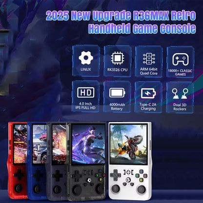 AISLPC R36MAX Retro Handheld Game Console – 4.0" IPS Linux System Portable Player with 128GB Games