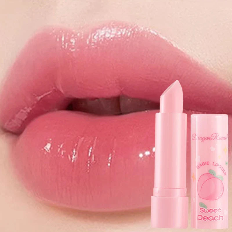 Peach Temperature Change Lip Balm – Clear Crystal Jelly Lipstick Tint, Moisturizing Anti-Dry Hydrating Lip Care